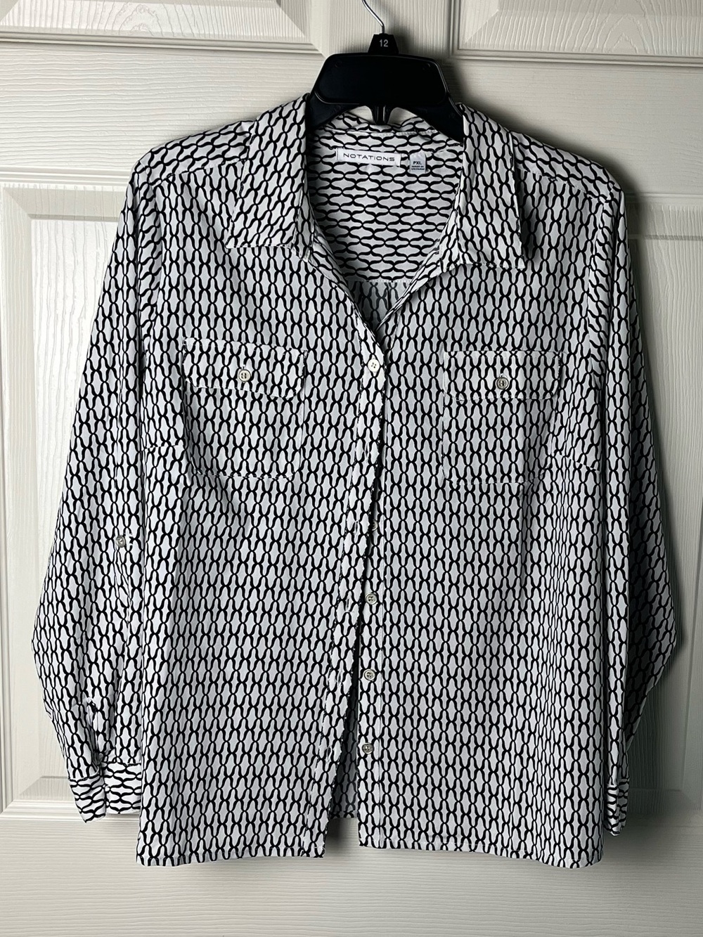 Notations Black & White Geometric Blouse